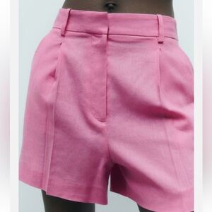 Zara Linen Blend High Waisted Shorts